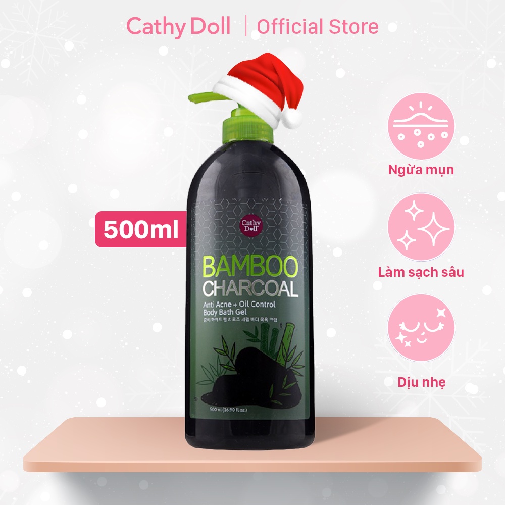 [Mã LTP50 giảm 50000 đơn 150000] Gel Tắm Than Tre Cathy Doll Bamboo Charcoal Anti Acne+Oil Control Body Bath Gel 500ML