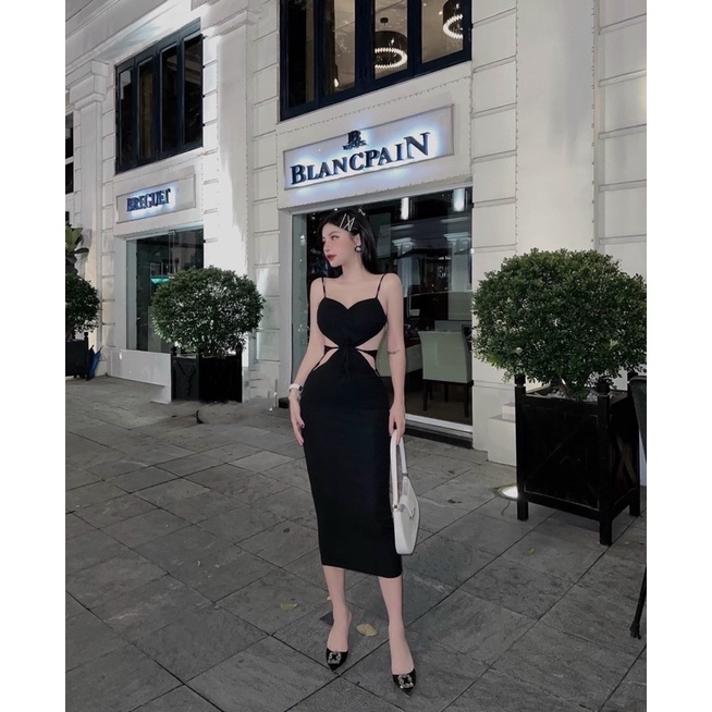 ĐẦM BODY HAI DÂY HỞ EO DÁNG DÀI SEXY