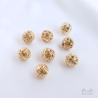 Hạt Xâu Chuỗi 8mm Màu Vàng 14K Hình Hoa Bướm Rỗng Kiểu Trung Hoa