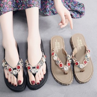 (ODER 15-20NGAY) Dép đế xuồng nữ đính đá pha lê cao cấp