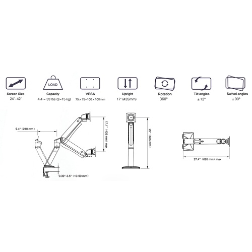 Chân màn hình vi tính Gamer 42inch