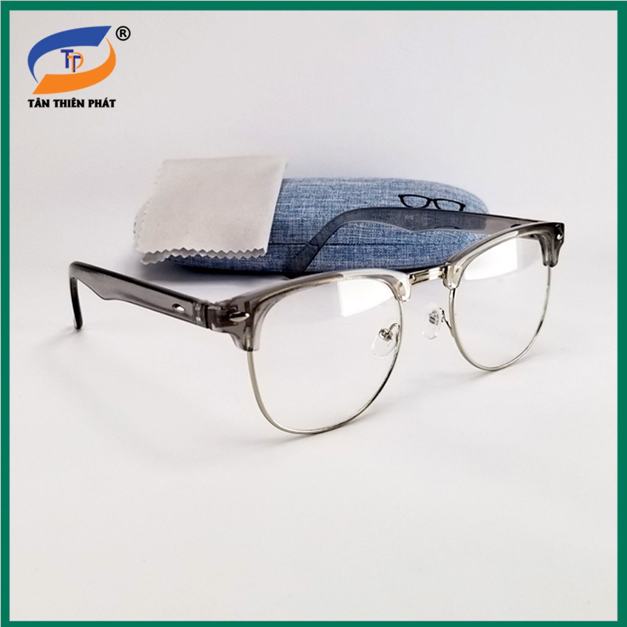 Gọng kính cận nam nữ 3106 màu đen và xám, tròng giả cận tròng 0 độ trong suốt chống ánh sáng xanh. Form ôm mặt