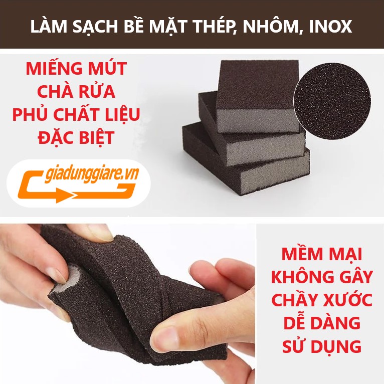 Miếng cọ xoong chà nồi chảo đồ inox vòi nước bồn rửa siêu sạch tiện lợi không gây chầy xước đồ dùng