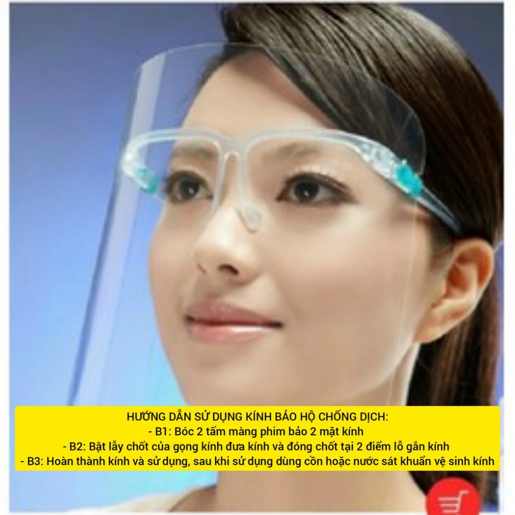 Kính chống giọt bắn phòng dịch FACE SHIELD kín mặt , tấm che chắn giọt bắn bảo hộ trẻ em , người lớn trong suốt .