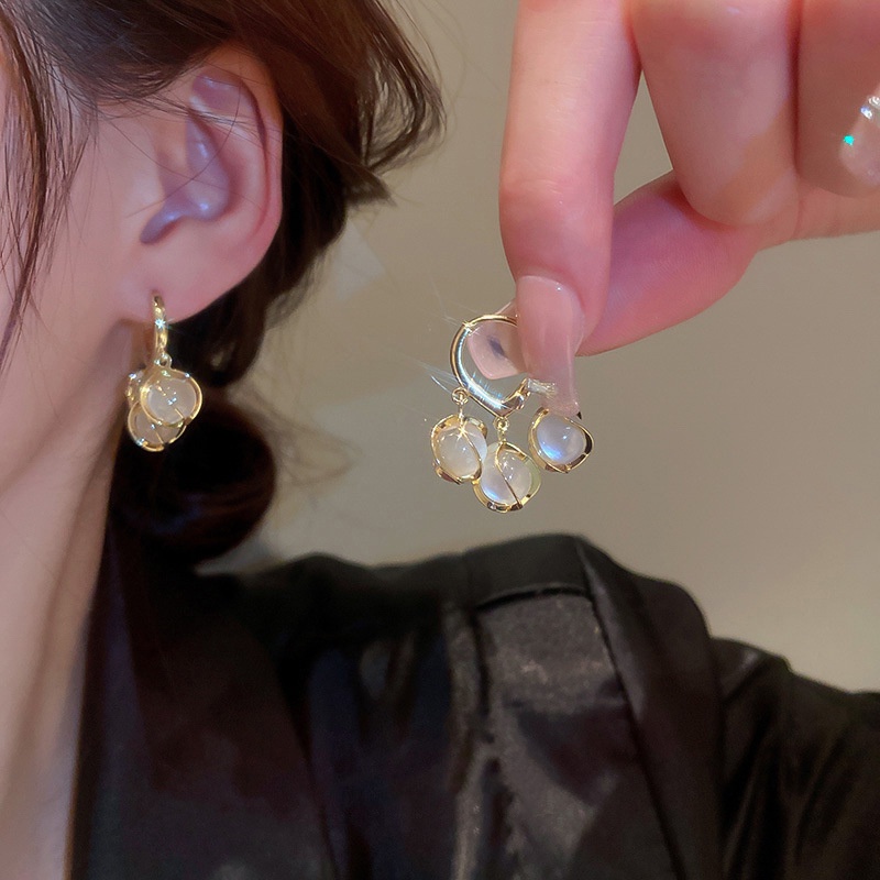 1 Đôi Bông Tai Đính Đá Opal Tinh Tế Sang Trọng Dành Cho Nữ