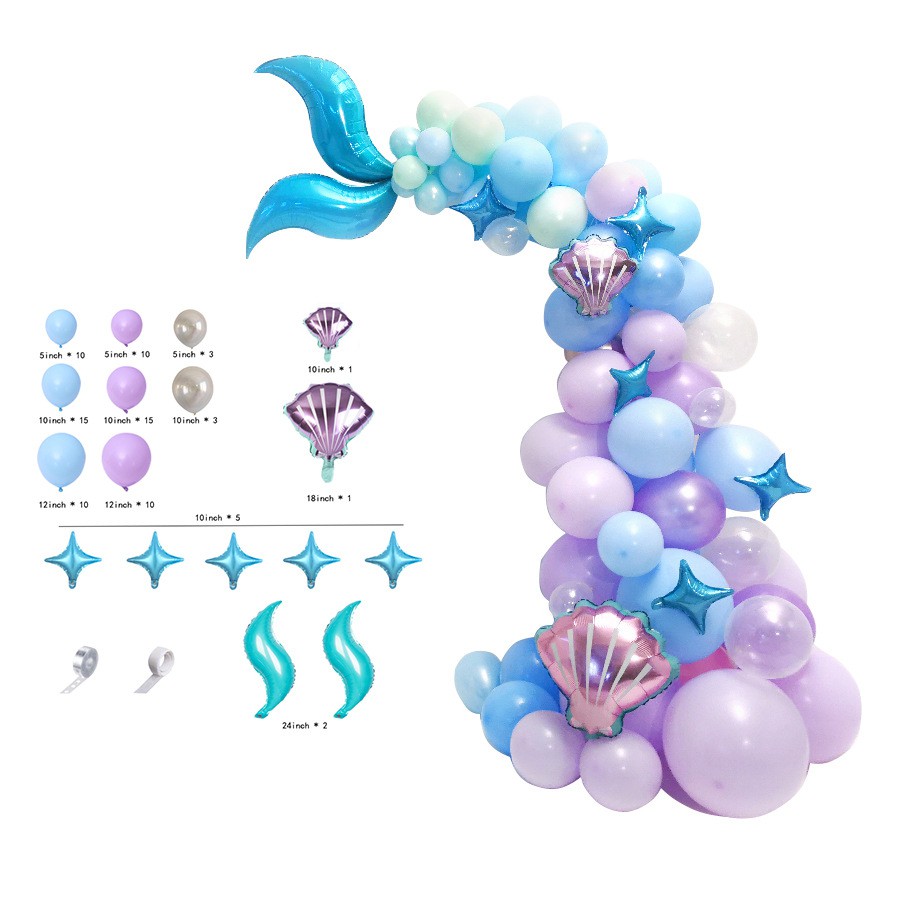 Set 87 Bong Bóng Hình Đuôi Cá Trang Trí Tiệc Sinh Nhật