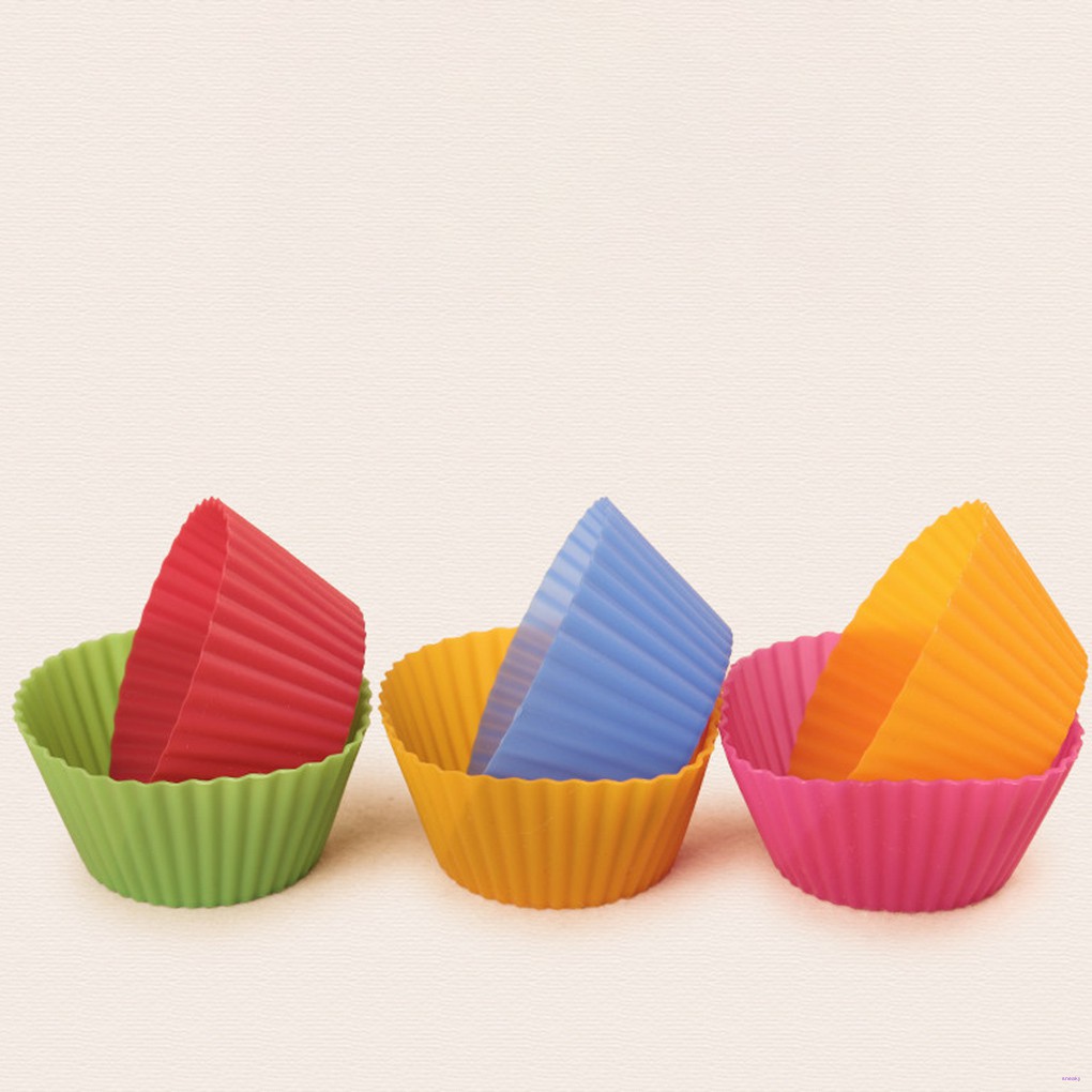 Set 8 Cốc Silicon Làm Bánh Cupcake Nhiều Màu