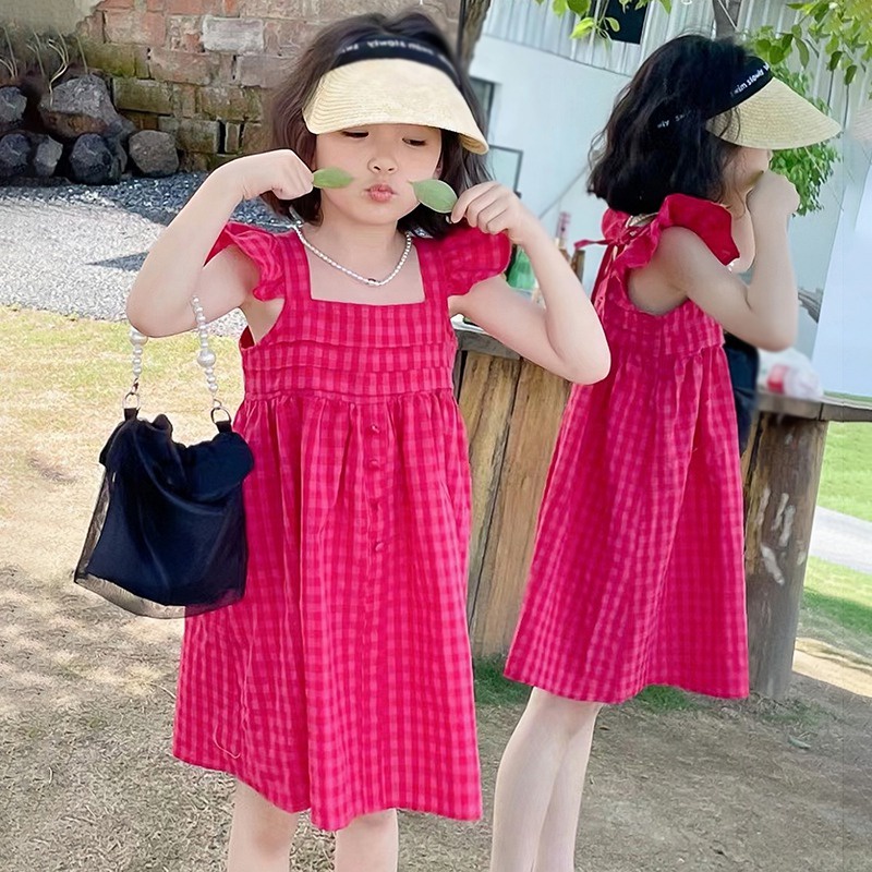 Đầm Công Chúa Cổ Vuông Không Tay Thời Trang Mùa Hè Hàn Quốc Dành Cho Bé Gái Se7en