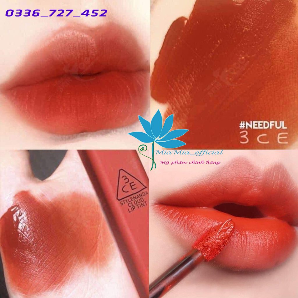 Son 3CE Cloud Lip Tint Needful Sắc Son Đỏ Gạch Thời Thượng [CHÍNH HÃNG CHECK HIDDEN TAG]