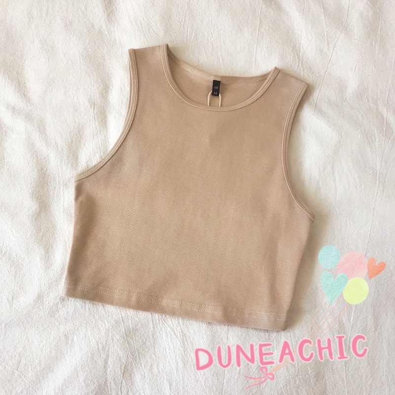 DUNEA Áo thun y0822 không tay màu trơn thời trang cho nữ