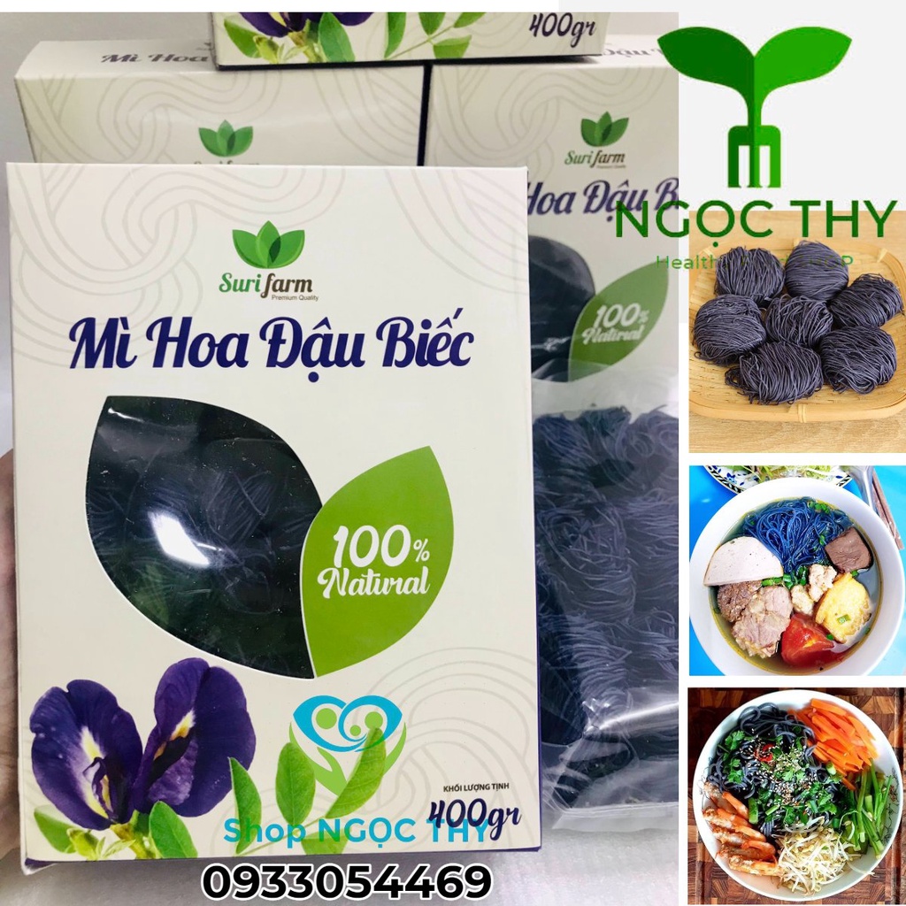 Mì hoa đậu biếc hữu cơ Surifarm hộp 400gr