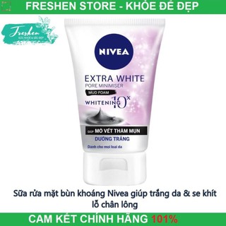 Sữa rửa mặt bùn khoáng Nivea giúp trắng da & se khít lỗ chân lông.