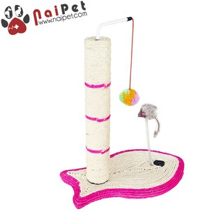 Trụ Cào Móng Bàn Cào Móng Cho Mèo Hình Cá Kèm Chuột Và Bóng Bông TCM011