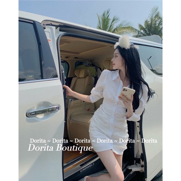 Váy sơ mi rúm chân siêu xinh Hàn Quốc, Đầm rúm chân Siêu xinh - Dorita Boutique