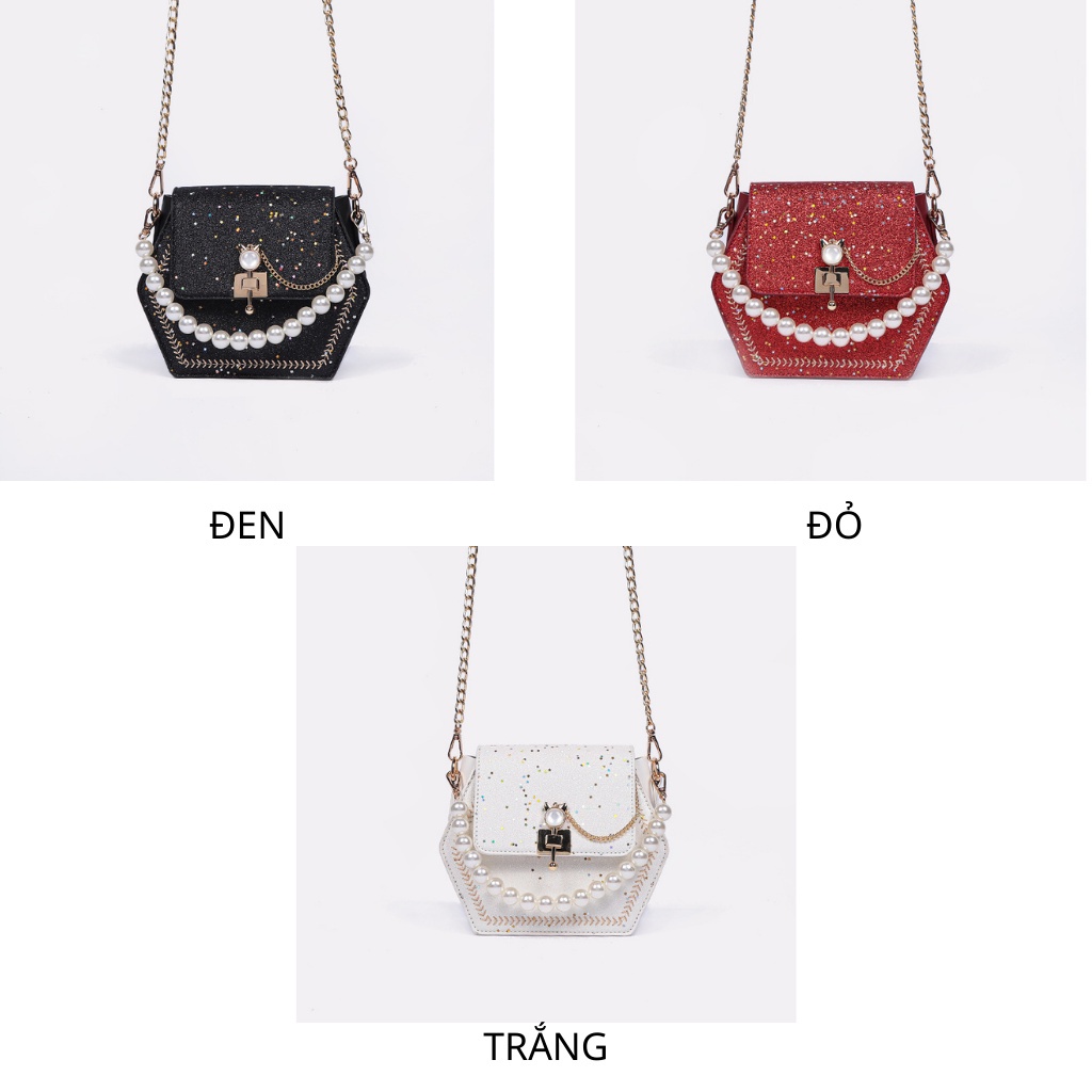 Túi xách nữ túi đeo chéo đeo vai kẹp nách thời trang công sở cao cấp đi tiệc có dải ngọc nhân tạo TX0022 Hana Bags