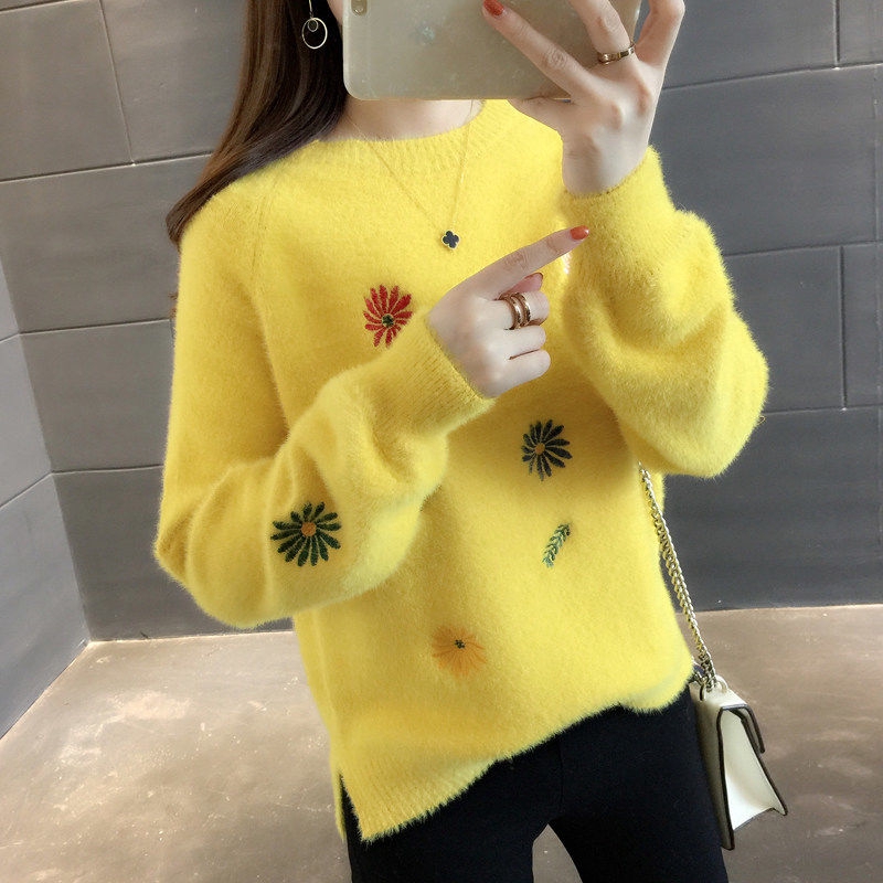 ¤Plush sweater Female 2018 new Korean version autumn and winter thickening loose fashion imitation mink velvet bottom