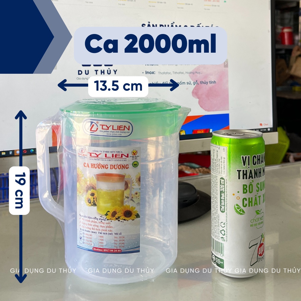 Ca nhựa trong có chia vạch đo dung tích dùng đựng nước trà đá nhiều size 1000ml-1500ml-2000ml-2500ml - CA HƯỚNG DƯƠNG TL