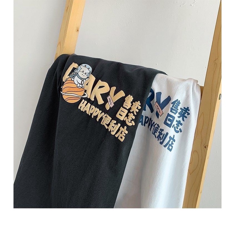 Áo Thun Chữ DIARY Áo Thun Tay Lỡ Form Rộng Unisex 38-65kg Nam Nữ Phong Cách Ulzzang