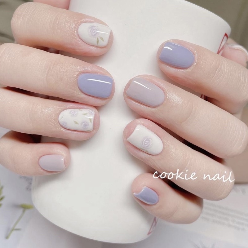 móng giả , móng up giá rẻ , nail box vẽ hoa hồng tím ( ảnh và video thật)