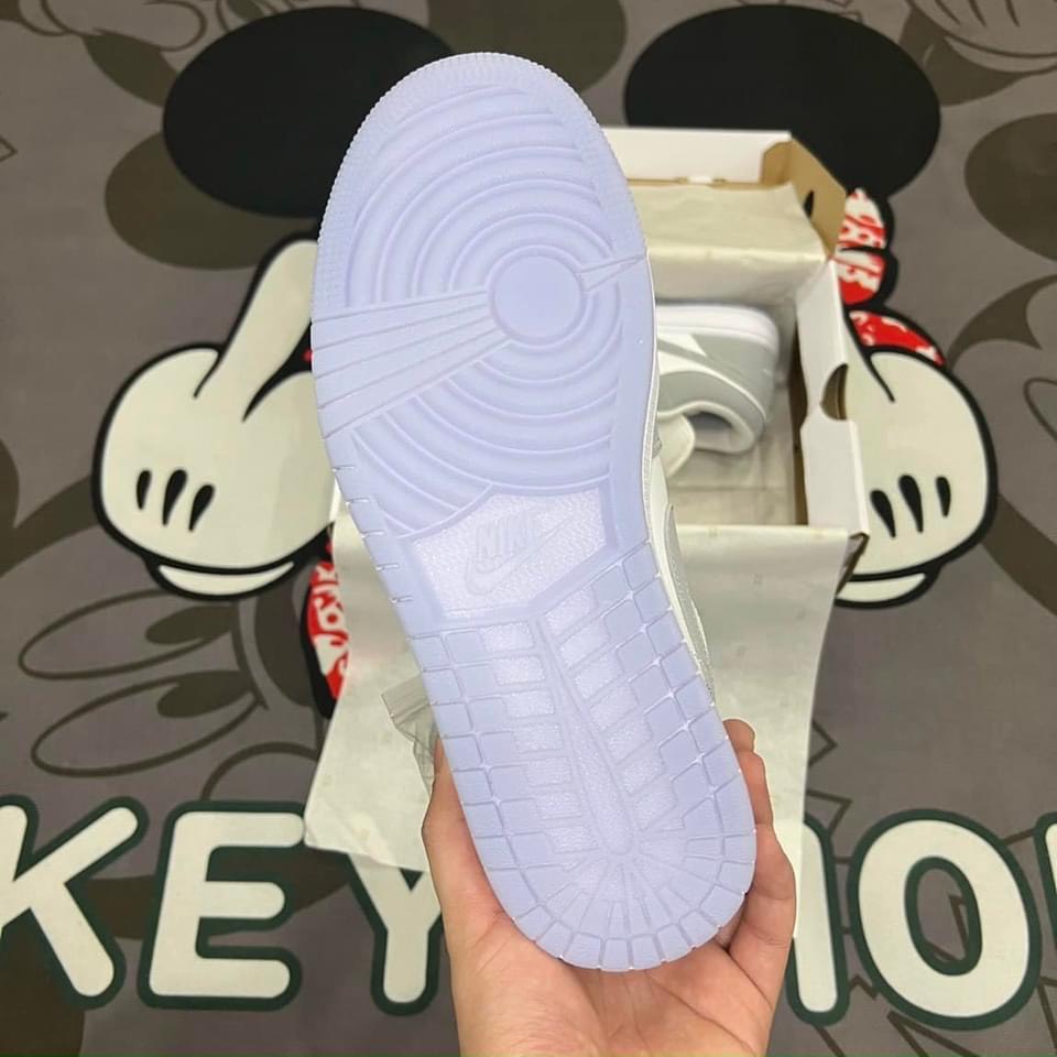 Giày Jordan xám trắng đế xanh, Giày Jordan 1 cổ thấp JD grey xám đế xanh bản đẹp full box bill tặng box bảo vệ-yugi19988