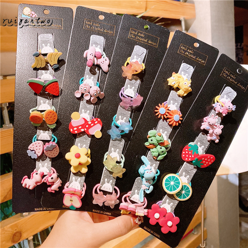 Set 10 Dây Buộc Tóc Kiểu Dáng Hoạt Hình Thời Trang Cho Bé Dễ Thương