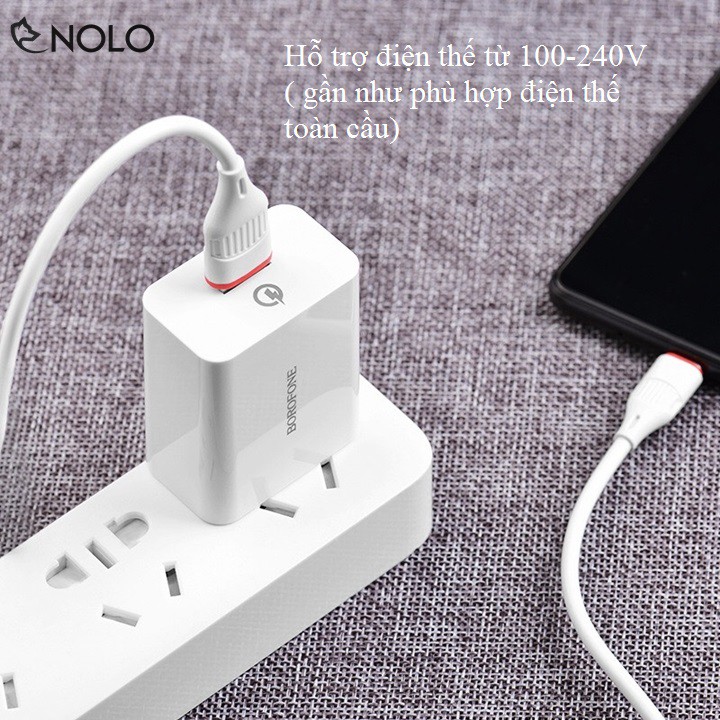 Cốc Củ Sạc Nhanh Quickcharger QC3.0 1 USB Borofone Model BA21 Công Suất 18W