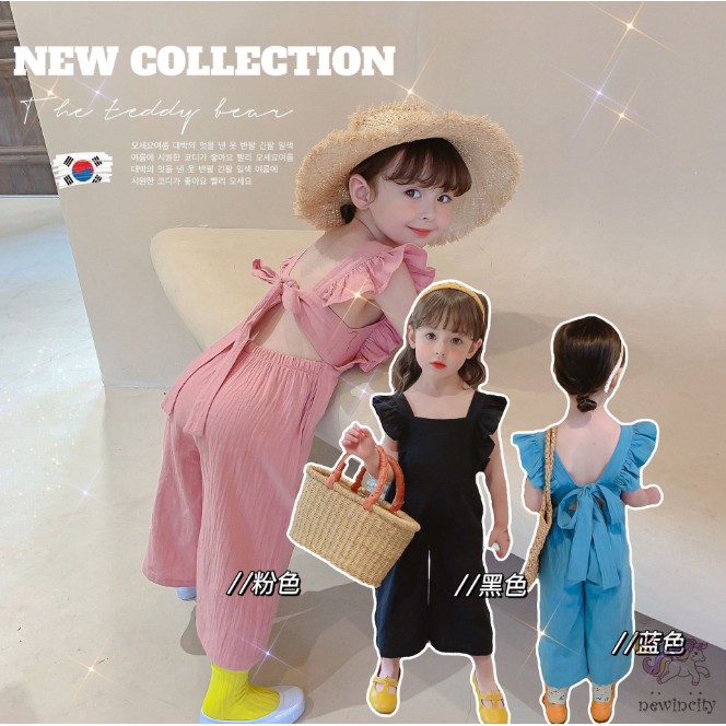 Jumpsuit Sát Nách Hở Lưng Kiểu Hàn Quốc Cho Bé Gái