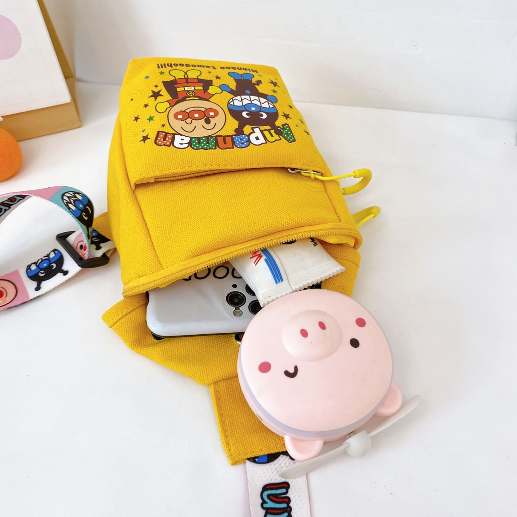 Túi Đeo Chéo Vải Canvas Họa Tiết Hoạt Hình Dễ Thương Cho Bé