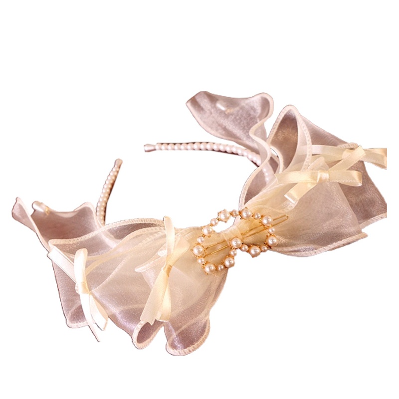 Băng Đô Nơ Đính Ngọc Trai Giả Phong Cách Lolita