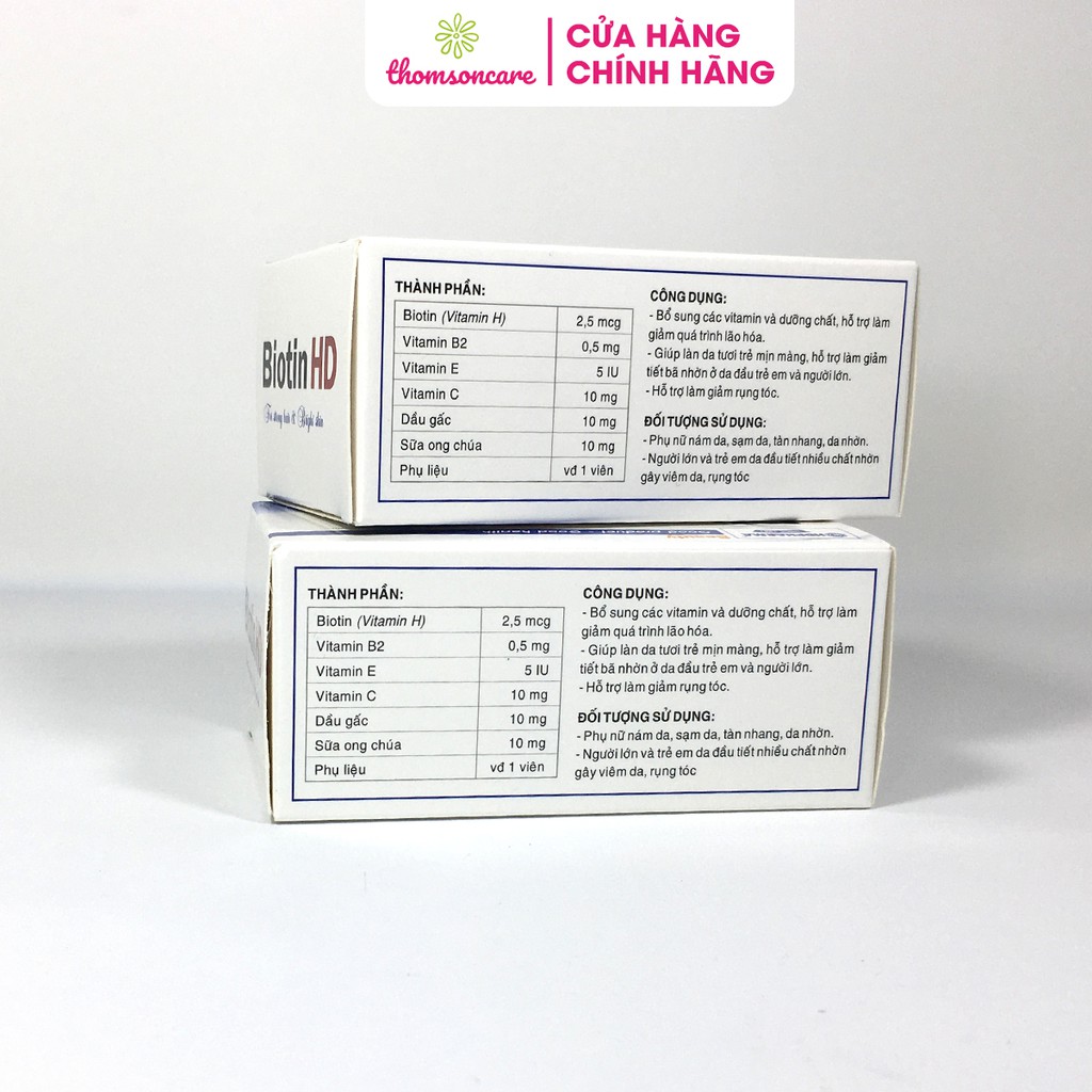 Viên uống bổ sung Biotin Vitamin H giúp ngăn ngừa rụng tóc, hói đầu, giảm lão hóa - Biotin HD - Hộp 100 viên | BigBuy360 - bigbuy360.vn