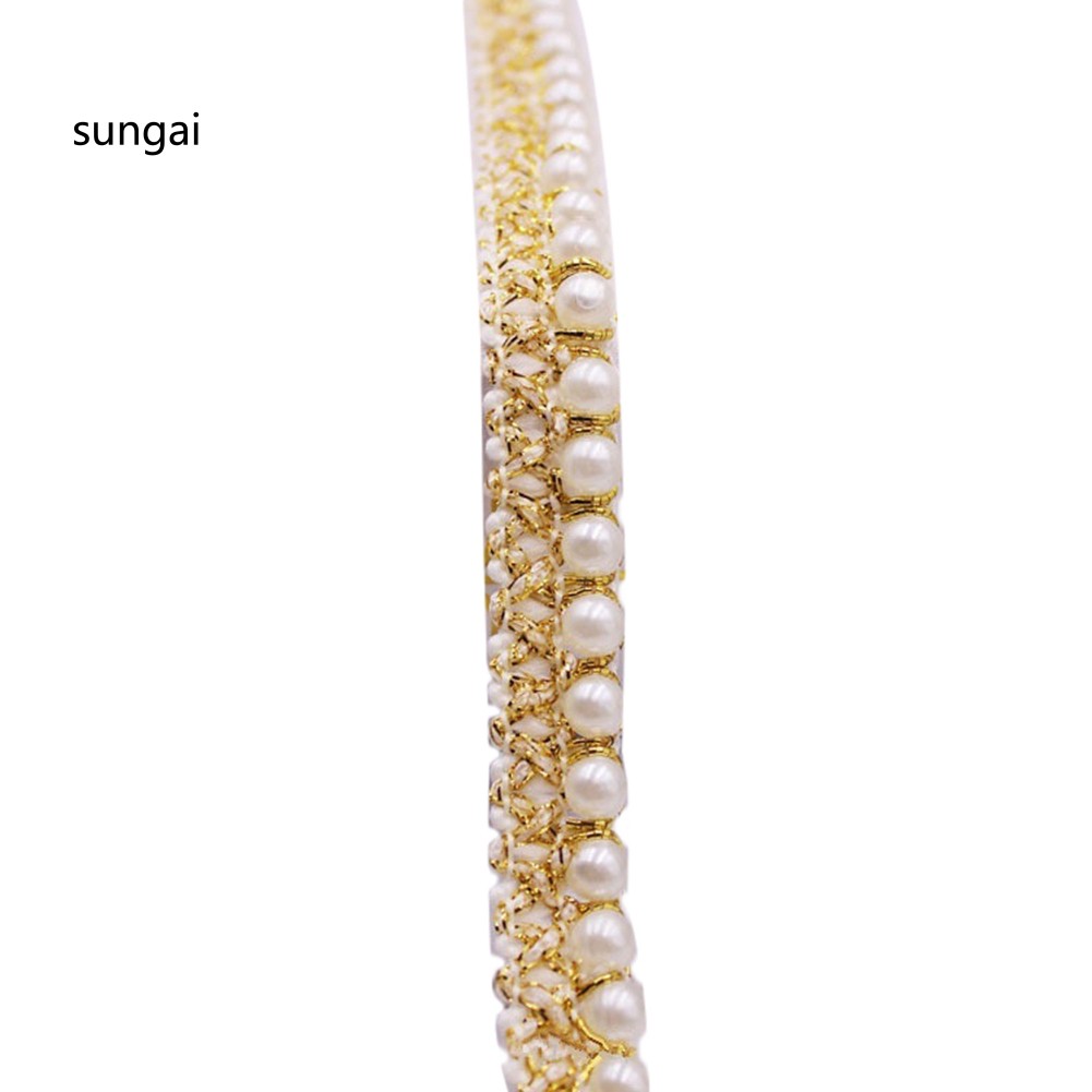 Dây ruy băng đính hạt giả ngọc trai chuyên dùng trong may vá tiện dụng