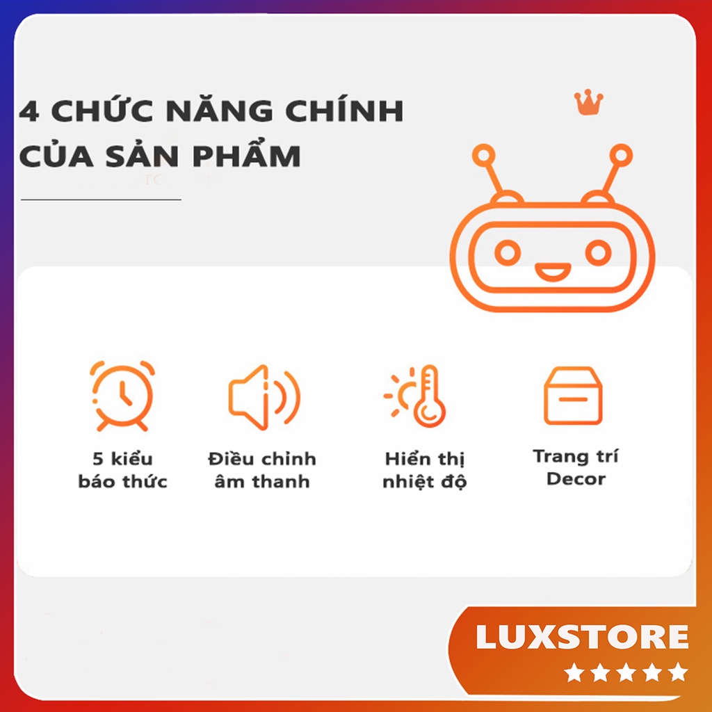 ĐỒNG HỒ ĐỂ BÀN, ĐỒNG HỒ BÁO THỨC ROBOT ĐA NĂNG TRANG TRÍ DECOR – LUXSTORE