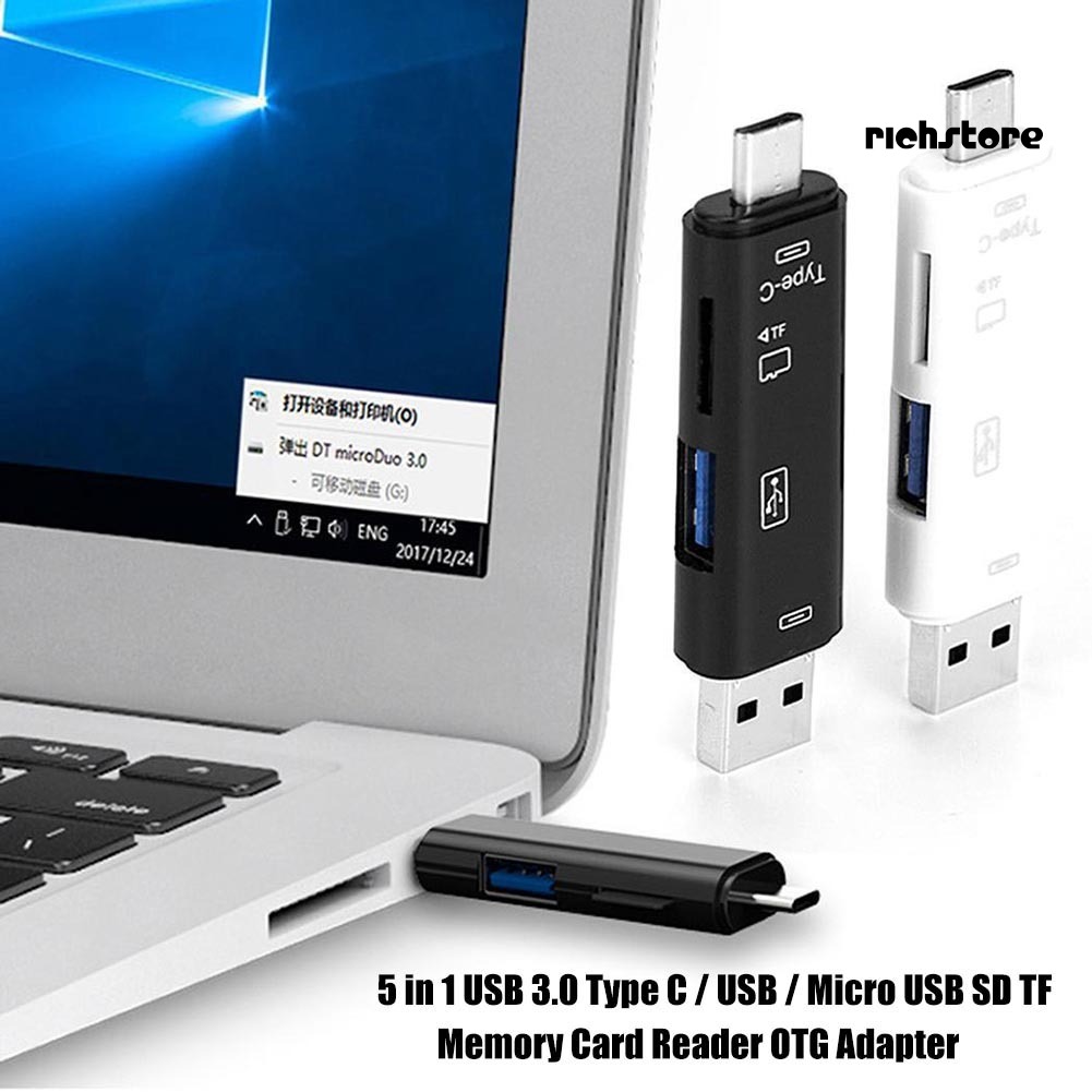 Đầu Đọc Thẻ Nhớ 5 Trong 1 Usb 3.0 Type-c Micro Otg Tf | BigBuy360 - bigbuy360.vn