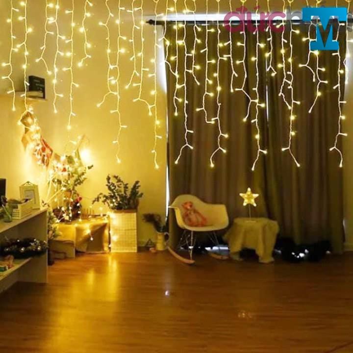 [ Hàng chất lượng ] Dây đèn LED rèm 8m 40 sợi, dây đèn chớp tắt, đèn trang trí noel