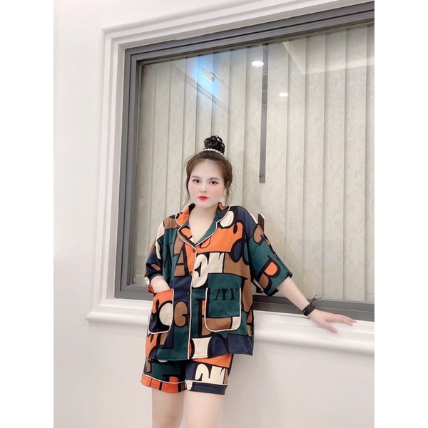 Đồ ngủ mặc nhà -Đồ pijama cánh dơi đùi lụa mango họa tiết lập thể fom dưới 65 kg siêu hot