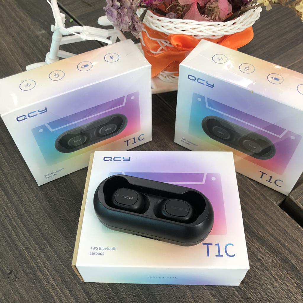 Tai nghe nhét tai không dây QCY T1C - QCY T2C Bluetooth 5.0 công nghệ tần số HiFi ( có dock tự sạc)