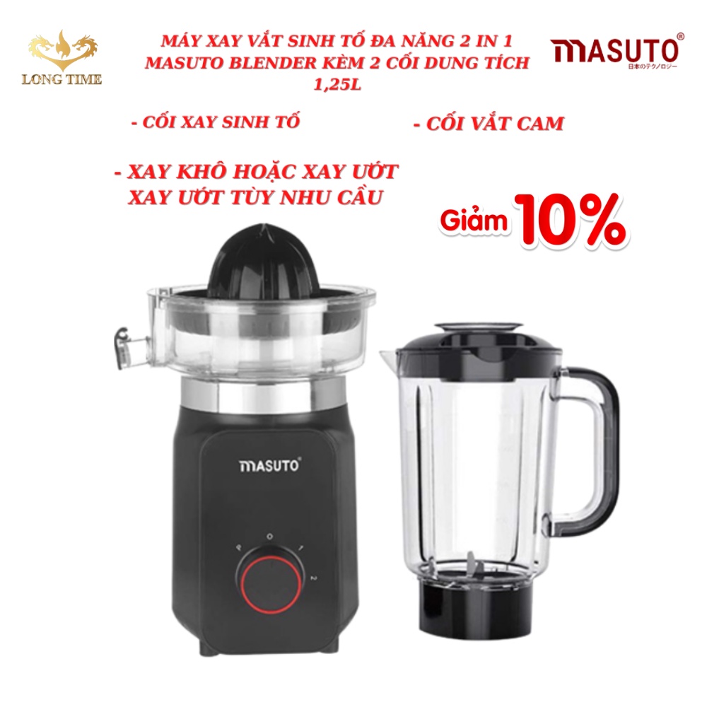 Máy xay vắt sinh tố đa năng Masuto Blender , kèm 2 cối 1.25L , rau củ quả , thức ăn dặm cho bé , thịt cá , đá viên