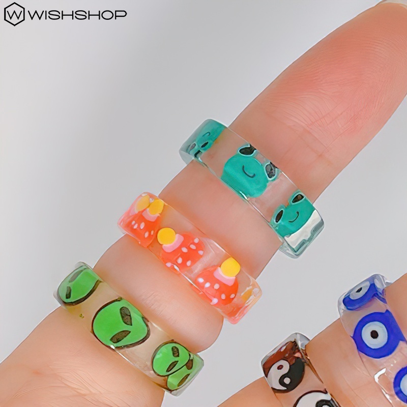 [Bán Chạy] [Nhẫn Nhựa Resin Đơn Giản Hình Chú Ếch Vệ Tinh Chi Chi] [Nhẫn Siêu Mỏng Mịn Thanh Lịch] Trang Sức Đáng Yêu Cho Bạn Nữ]