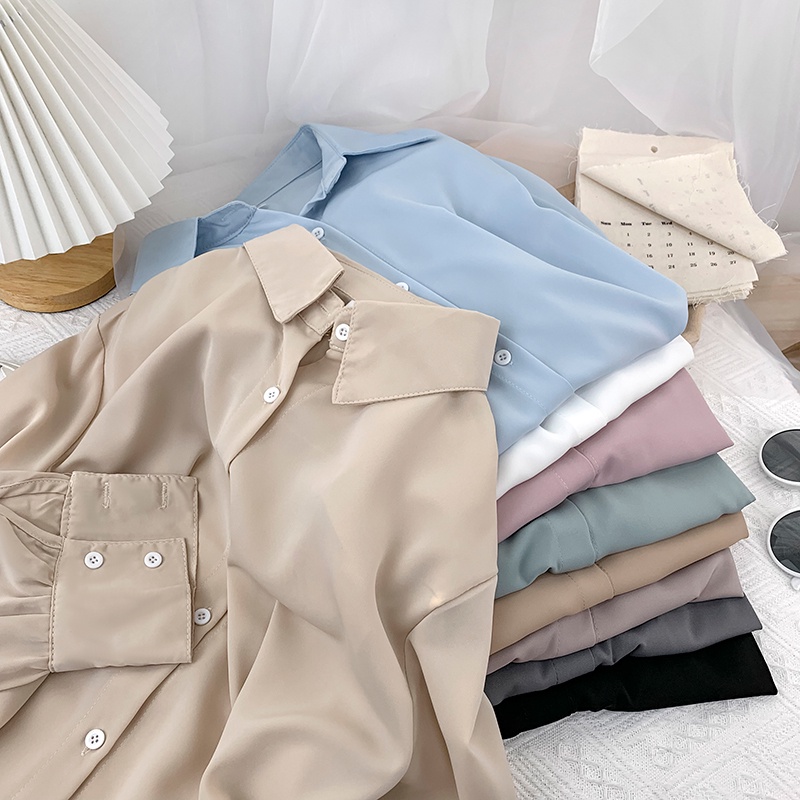 Áo Sơ Mi Tay Dài Mềm Mại Thời Trang Xuân Thu Cho Nữ