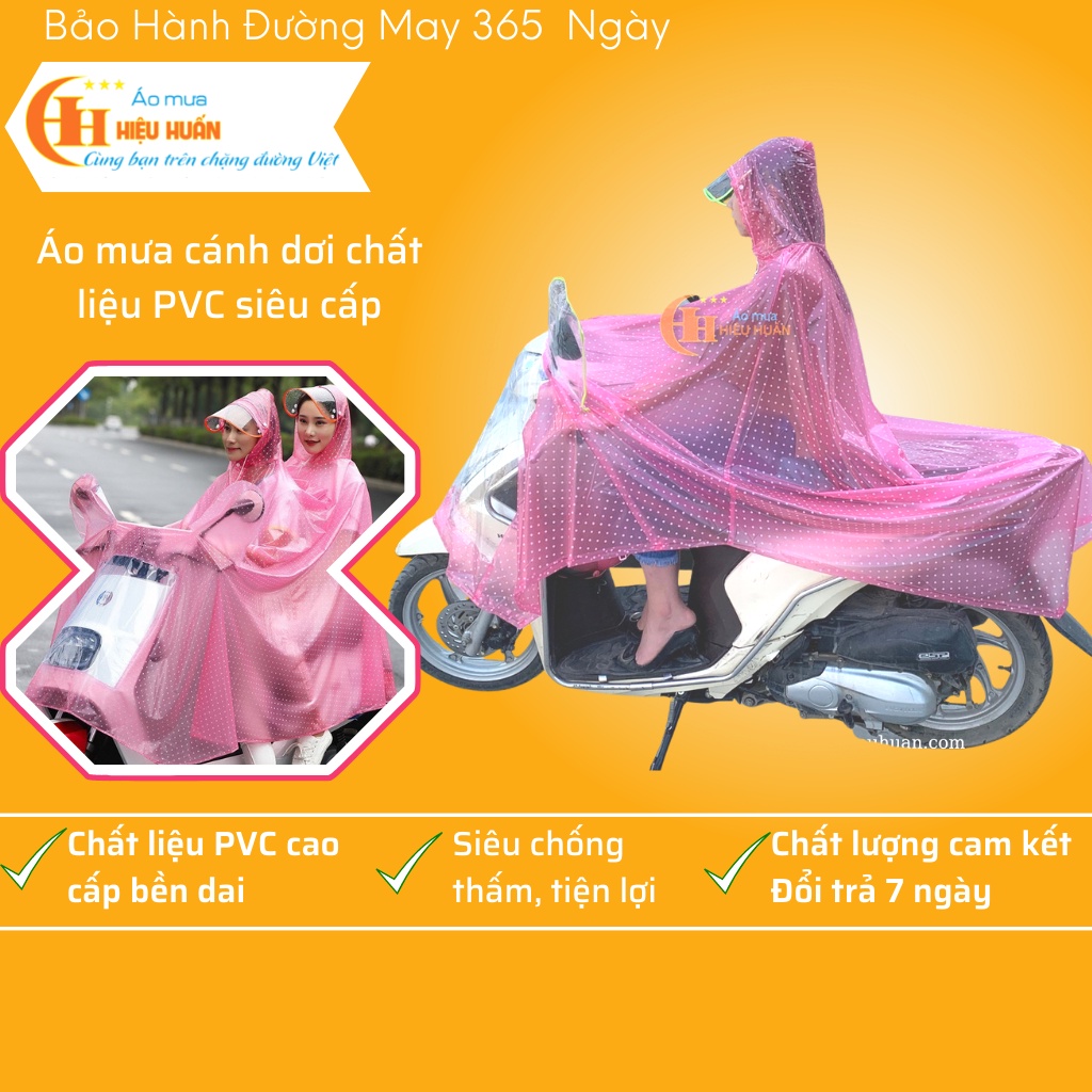 Áo mưa 1 người tai thỏ, áo mưa cánh rơi choàng đại size lớn nhât, cực rộng,chất liệu PVC dẻo dai siêu bền Aomuahieuhuan