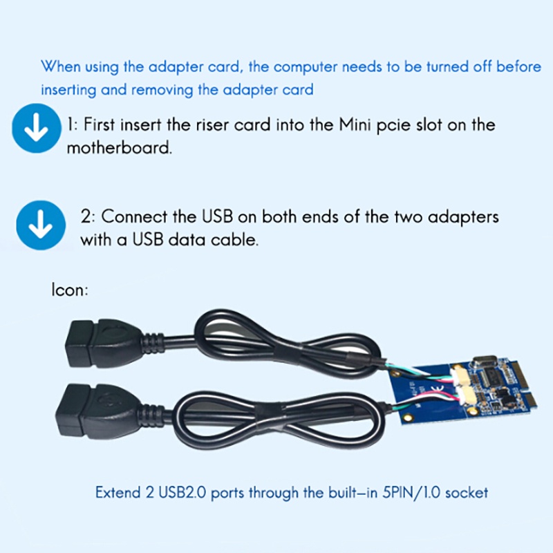 Mini PCI-E to Dual-Port USB2.0 Adapter Card with MINI PCIE Interface | BigBuy360 - bigbuy360.vn