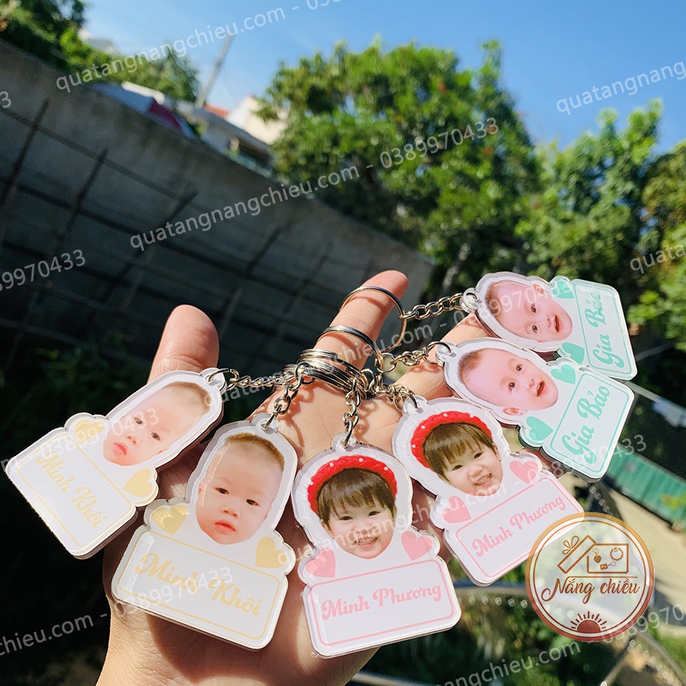 Phụ kiện treo xe, Móc chìa khóa ghép chibi theo yêu cầu, chất liệu mika