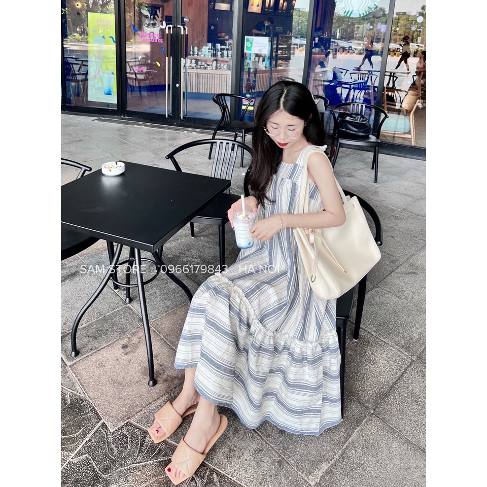 Váy kẻ hai dây đuôi cá