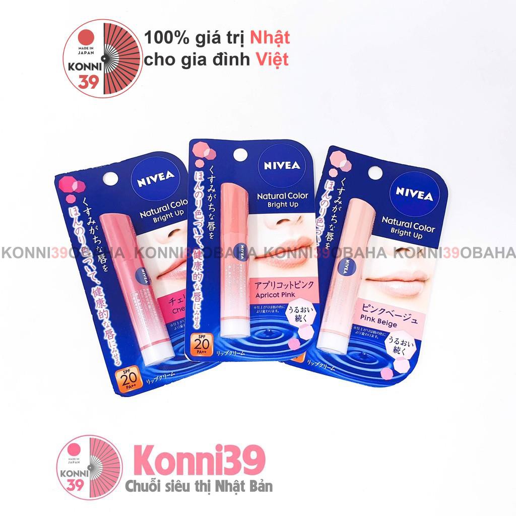 [Hàng Nhật nội địa] Son dưỡng môi Nivea Natural Color Bright Up chống nắng SPF20PA++ 3.5g
