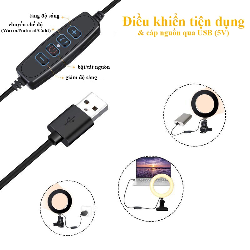 Đèn Led Hỗ Trợ Livestream Gắn Máy Tính