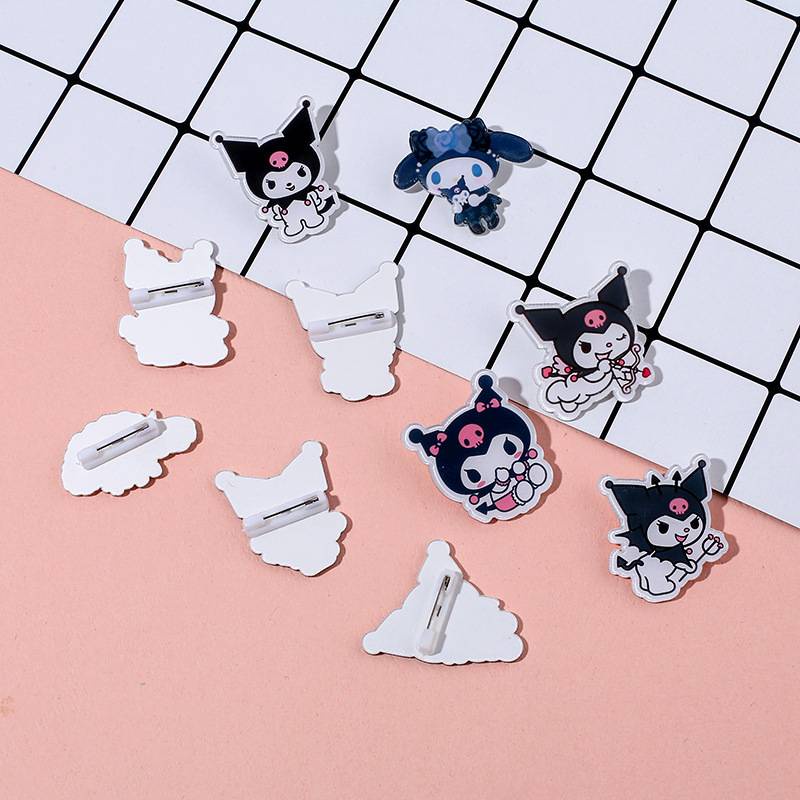 Cài Áo Hoạt Hình Nhựa Acrylic, Huy Hiệu Balo, Pin Cài Áo Sticker Cartoon Kuromi Nhật Bản AMKO HH10