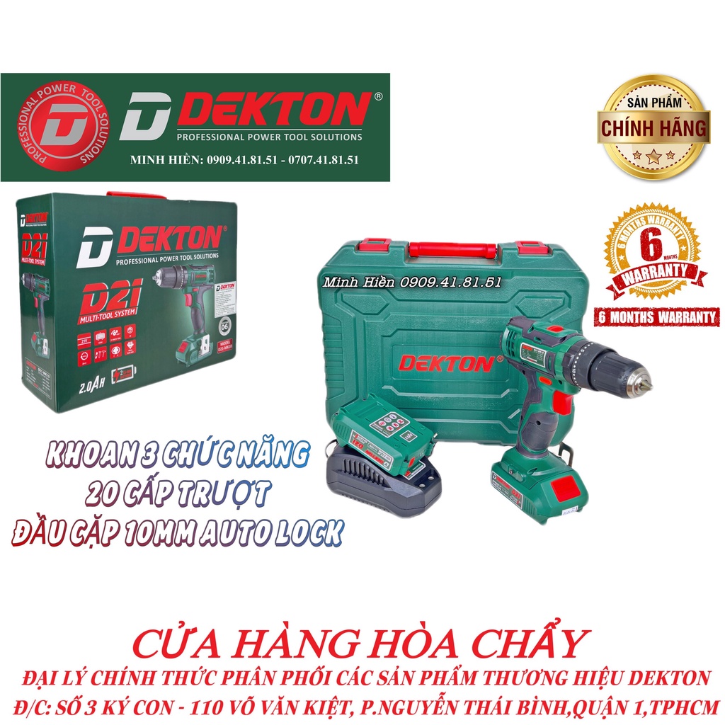 Máy Khoan 3 Chức Năng 10mm Autolock Dekton / D21-MK10 /Sinh Thái D21 Với Nhiều Model Trên 1 Nền Tảng Pin Sạc