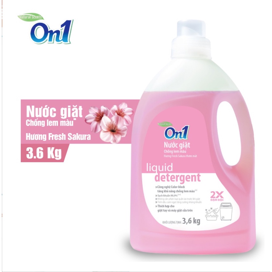 Nước giặt xả On1 chuyên dụng máy cửa trước 2 trong 1 hương Garden of Fame 3.6Kg