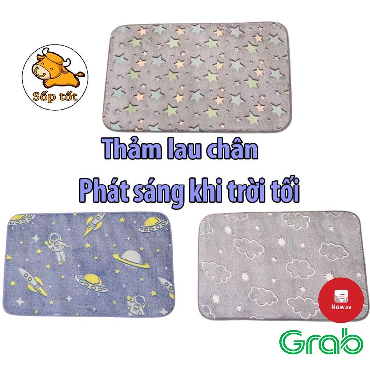 Thảm chùi chân siêu thấm, phát quang, hút nước tốt, họa tiết vui nhộn