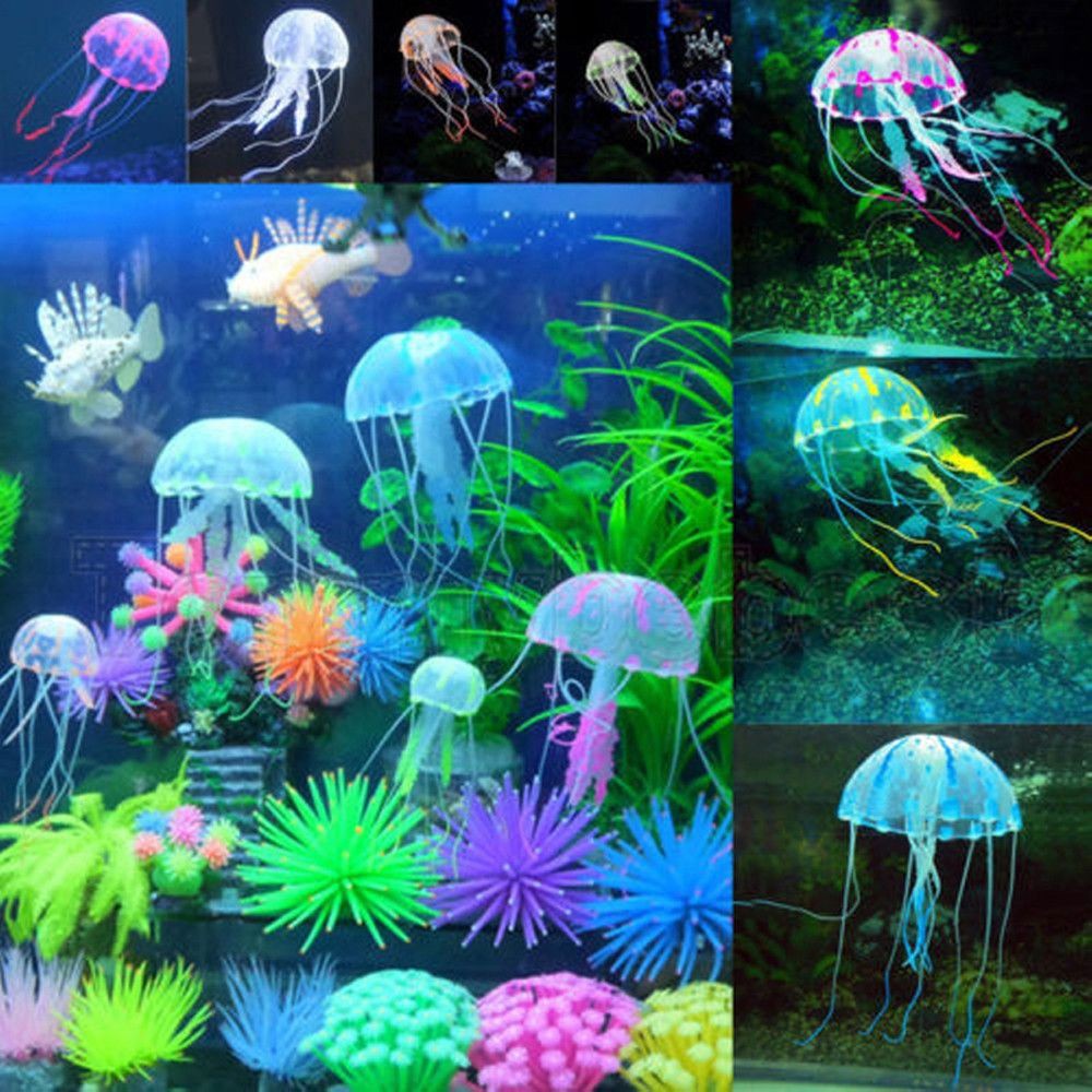 Phụ kiện trang trí bể cá tạo hình con sứa giả phát sáng